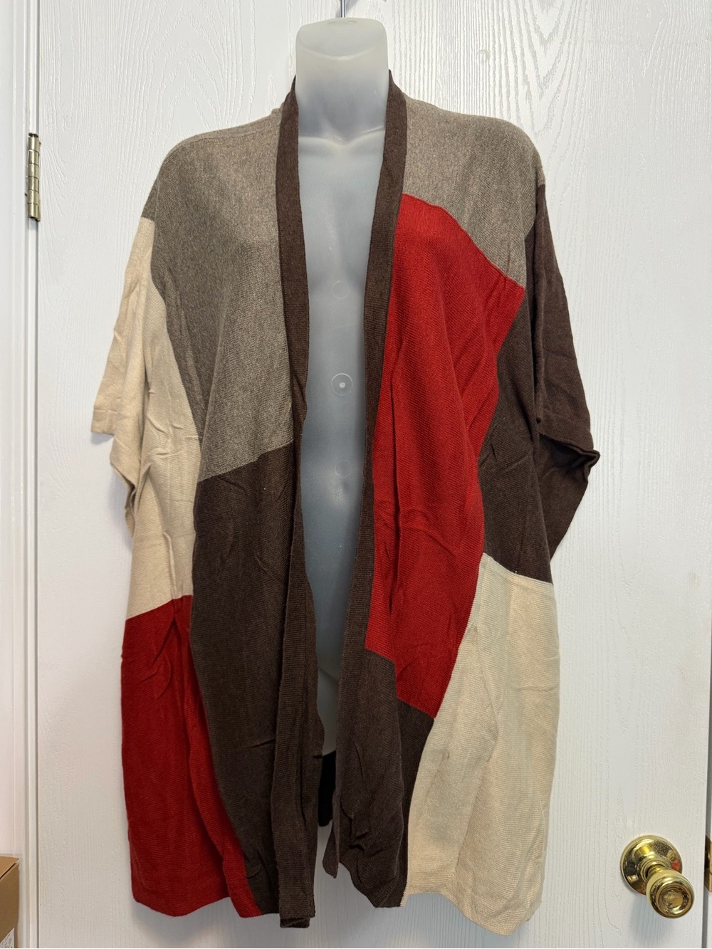 Colorblock Open-Front Sweater Cardigan - Picture 2 of 9
